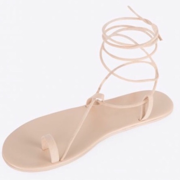 OAK + FORT Shoes - Oak + Fort Tie Up Beige Sandals